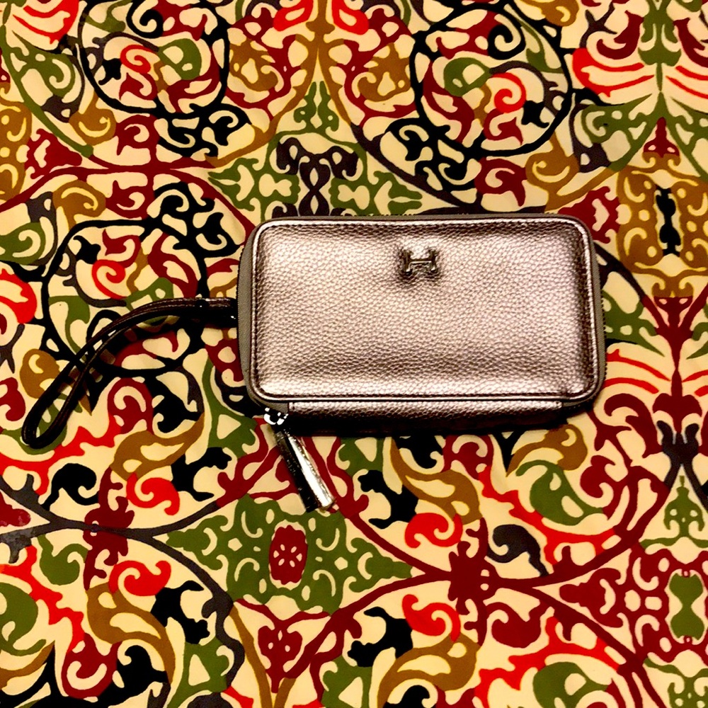 H by Halston Silver Double Zipper Wallet Wristlet